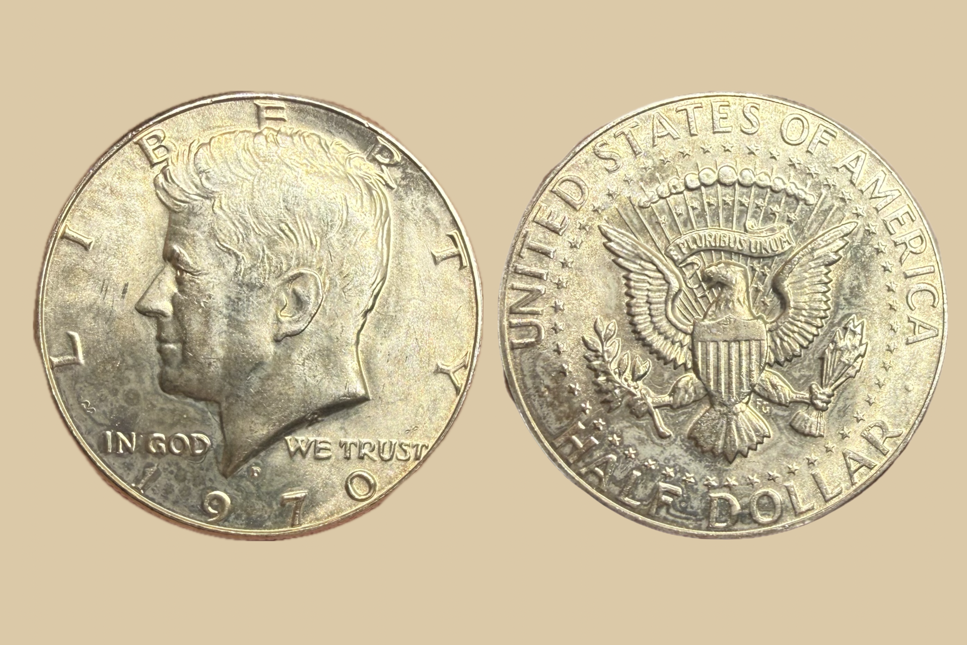 1970 D JFK Half Dollar silver obverse and reverse