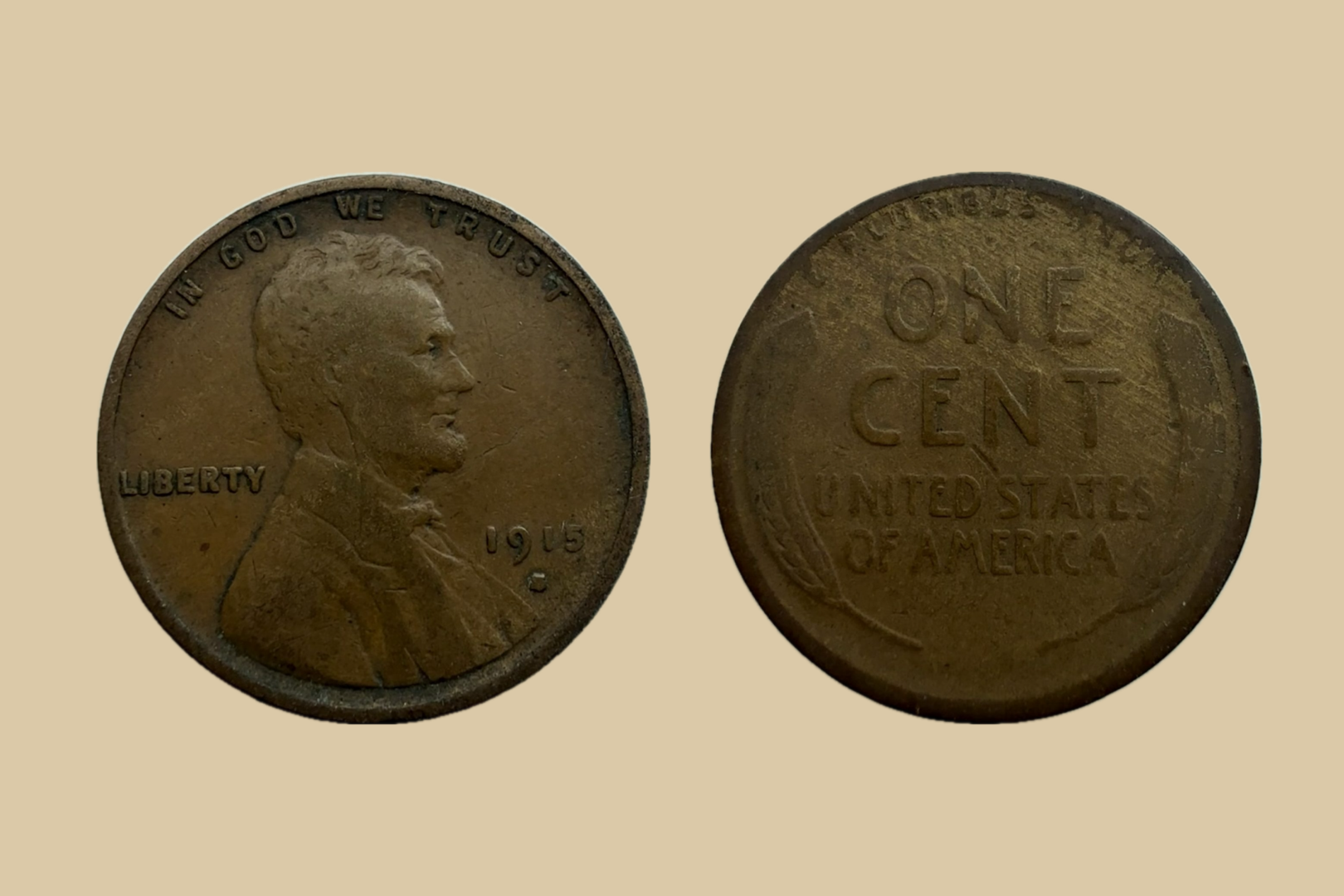 1915 S USA Lincoln Wheat Cent coin obverse and reverse