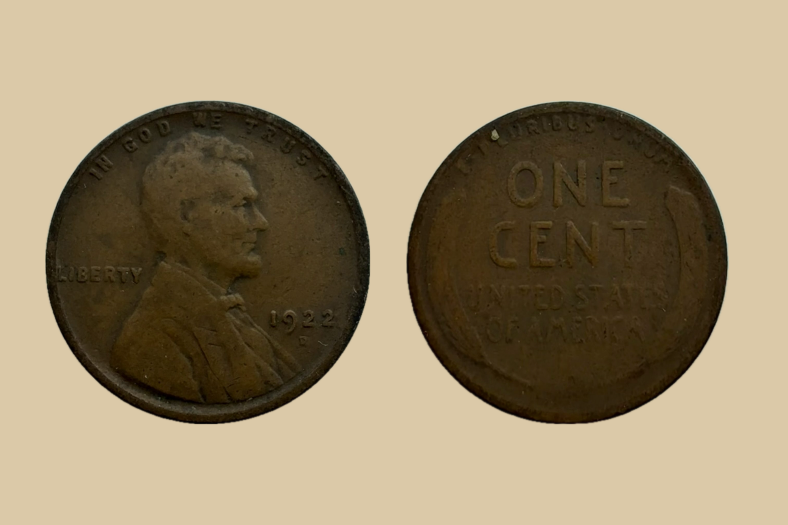 1922 D USA Lincoln Wheat Cent coin obverse and reverse