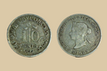 1892 Ceylon 10 Cents silver coin obverse and reverse