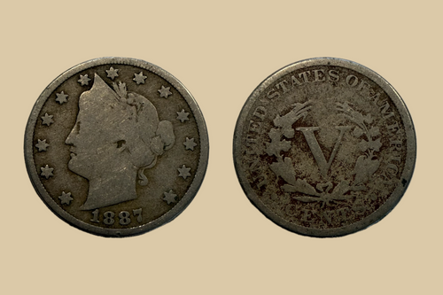 1887 United States Liberty Nickel coin obverse and reverse