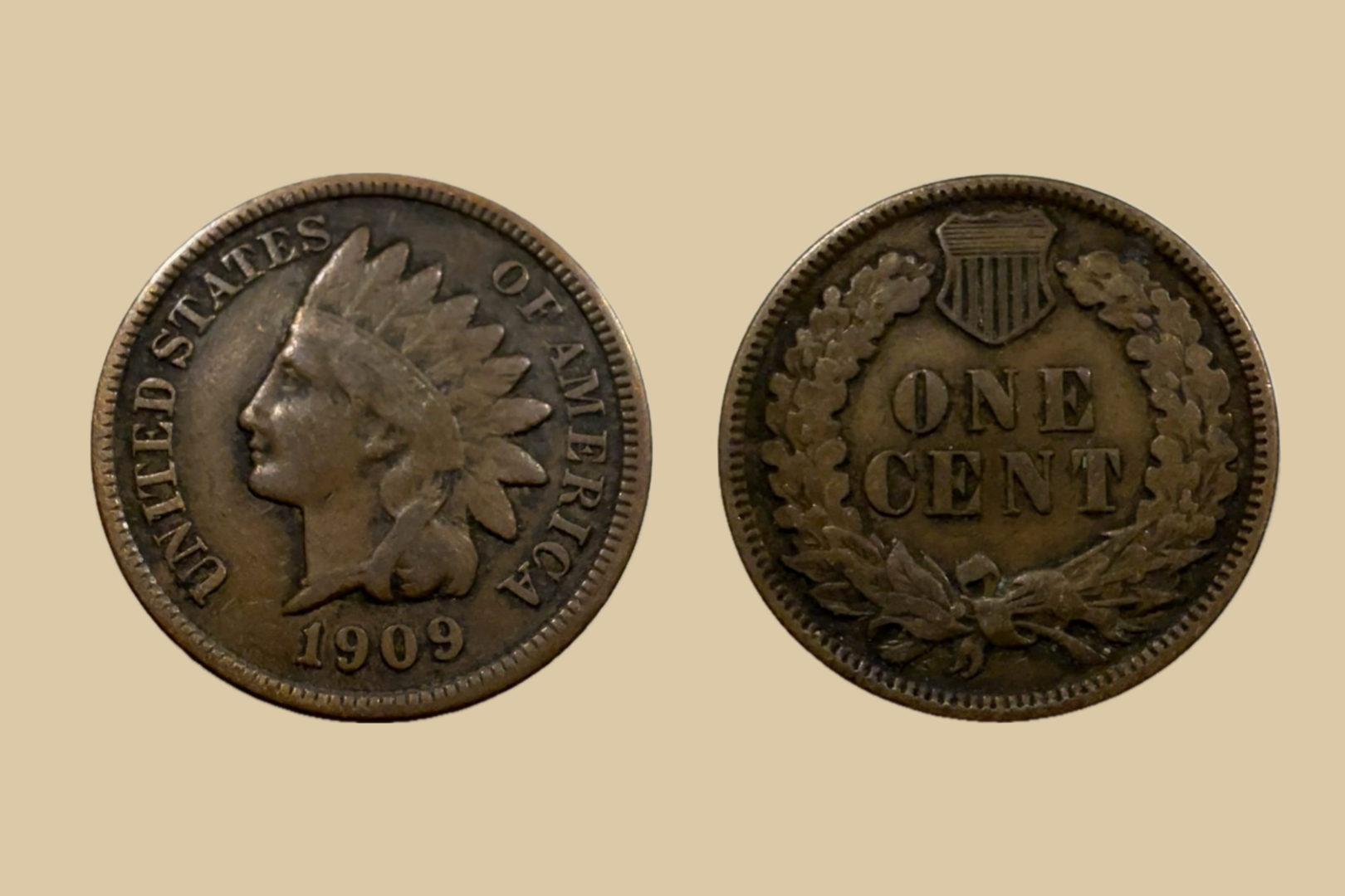 1909 USA Indian Head Cent coin obverse and reverse