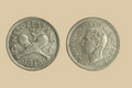 1946 New Zealand Threepence silver coin obverse and reverse