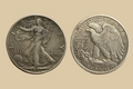 1943 S USA Silver Walking Liberty Half Dollar coin obverse and reverse