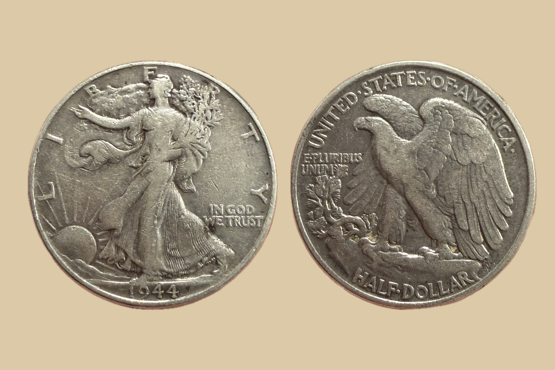 1944 USA Silver Walking Liberty Half Dollar obverse and reverse