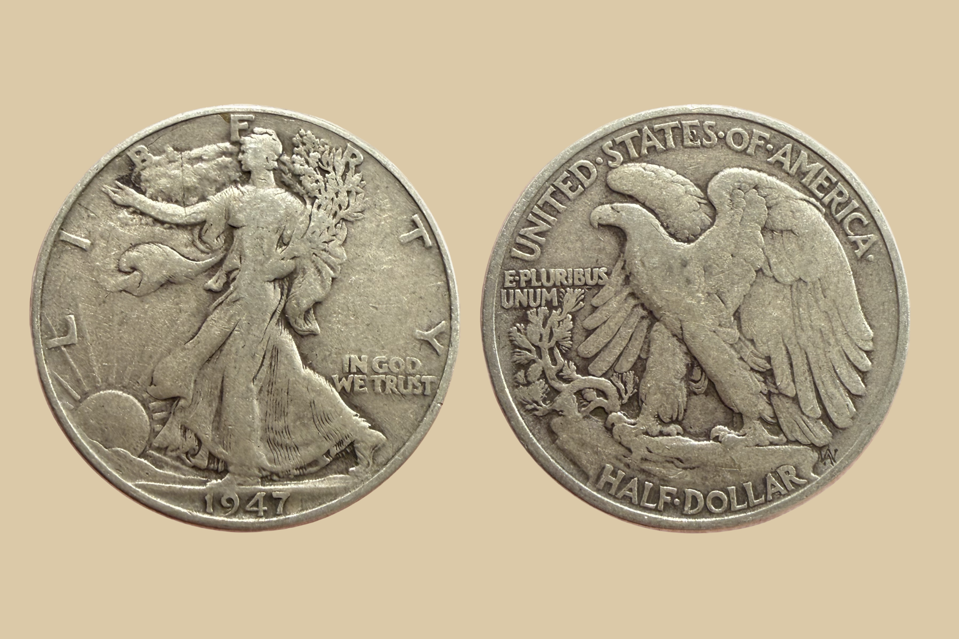 1947 USA Silver Walking Liberty Half Dollar obverse and reverse