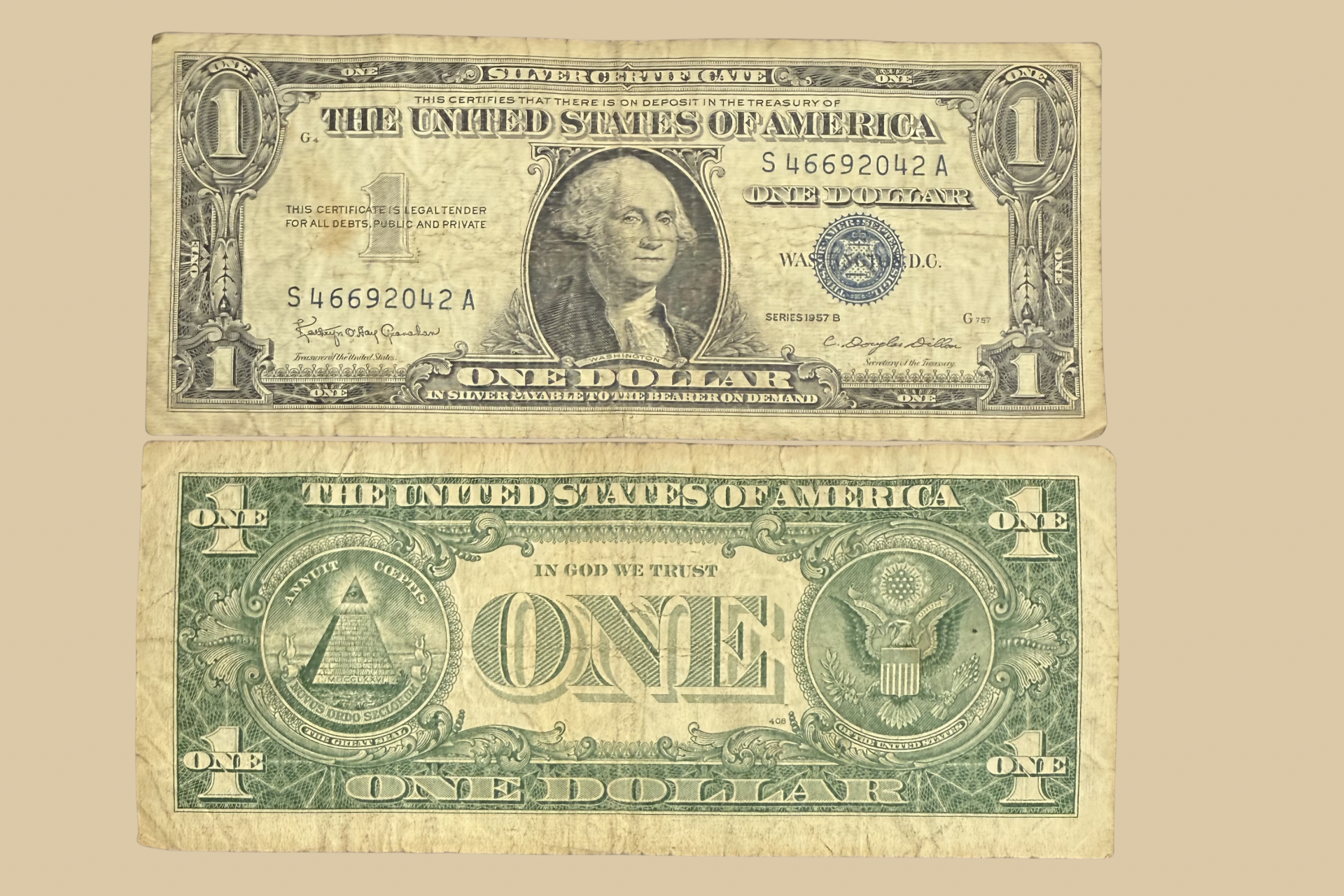 1957 B United States $1 Silver Certificate Front and Back