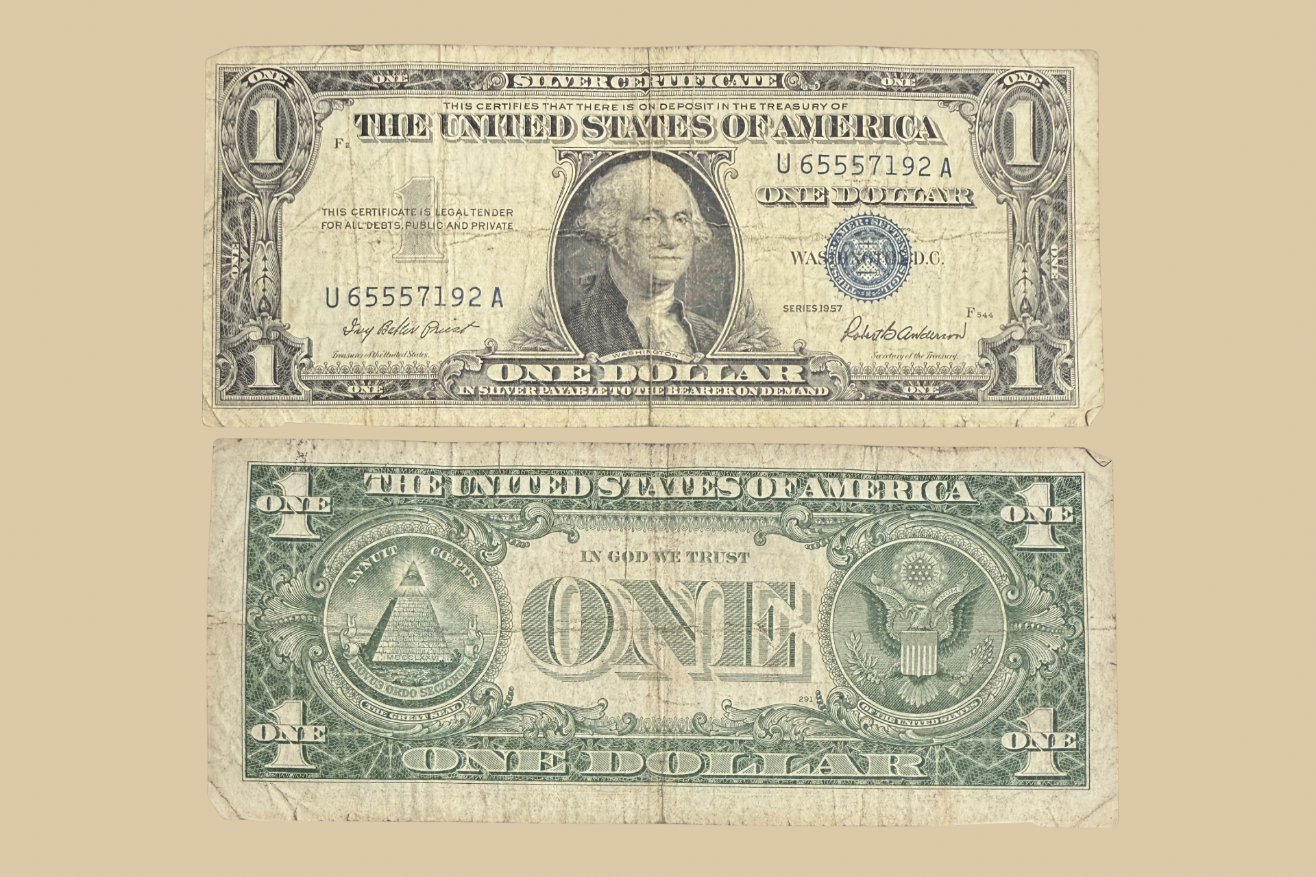 1957 United States $1 Silver Certificate front and back