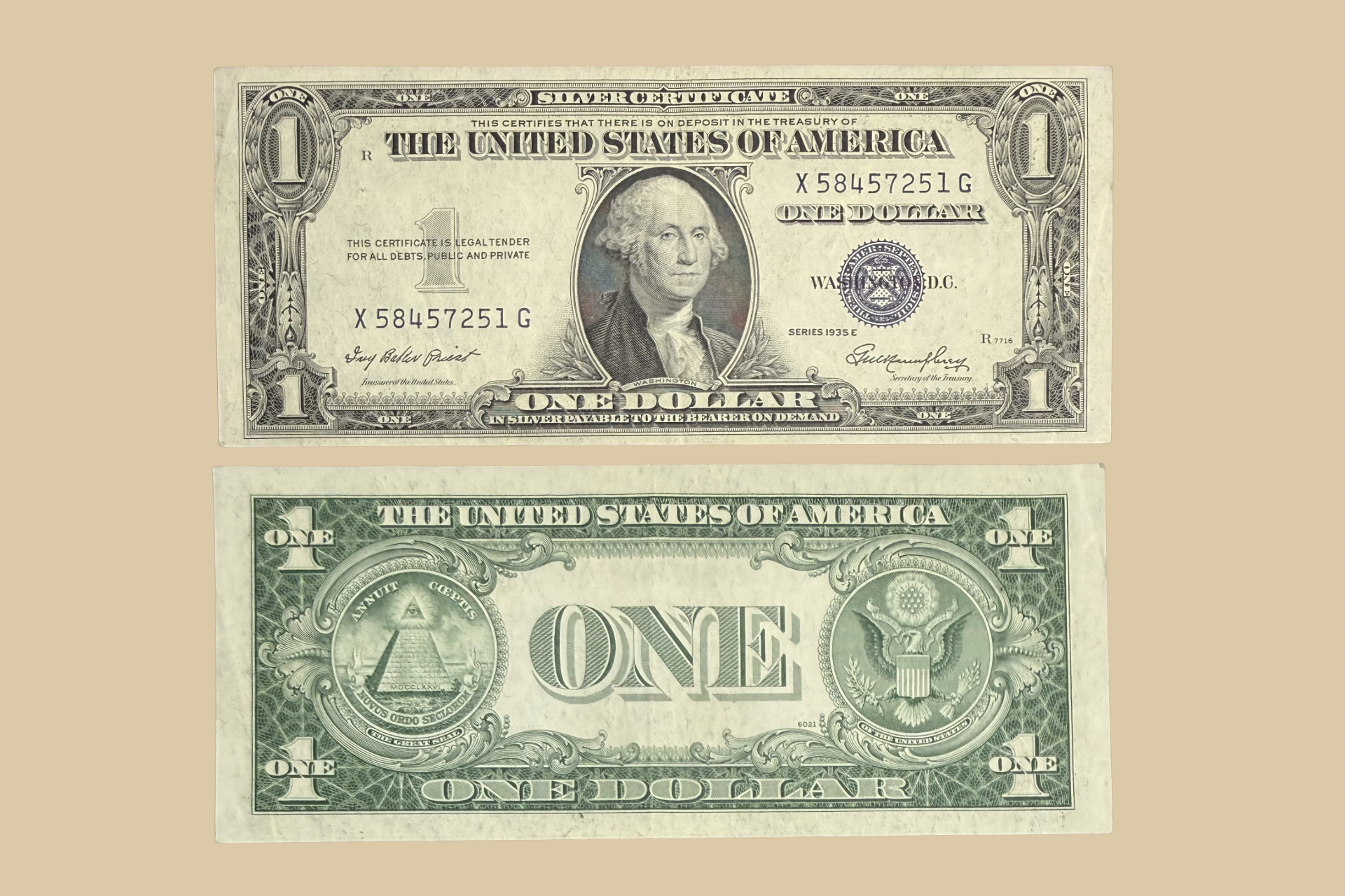 1935 E United States $1 Silver Certificate Front and Back