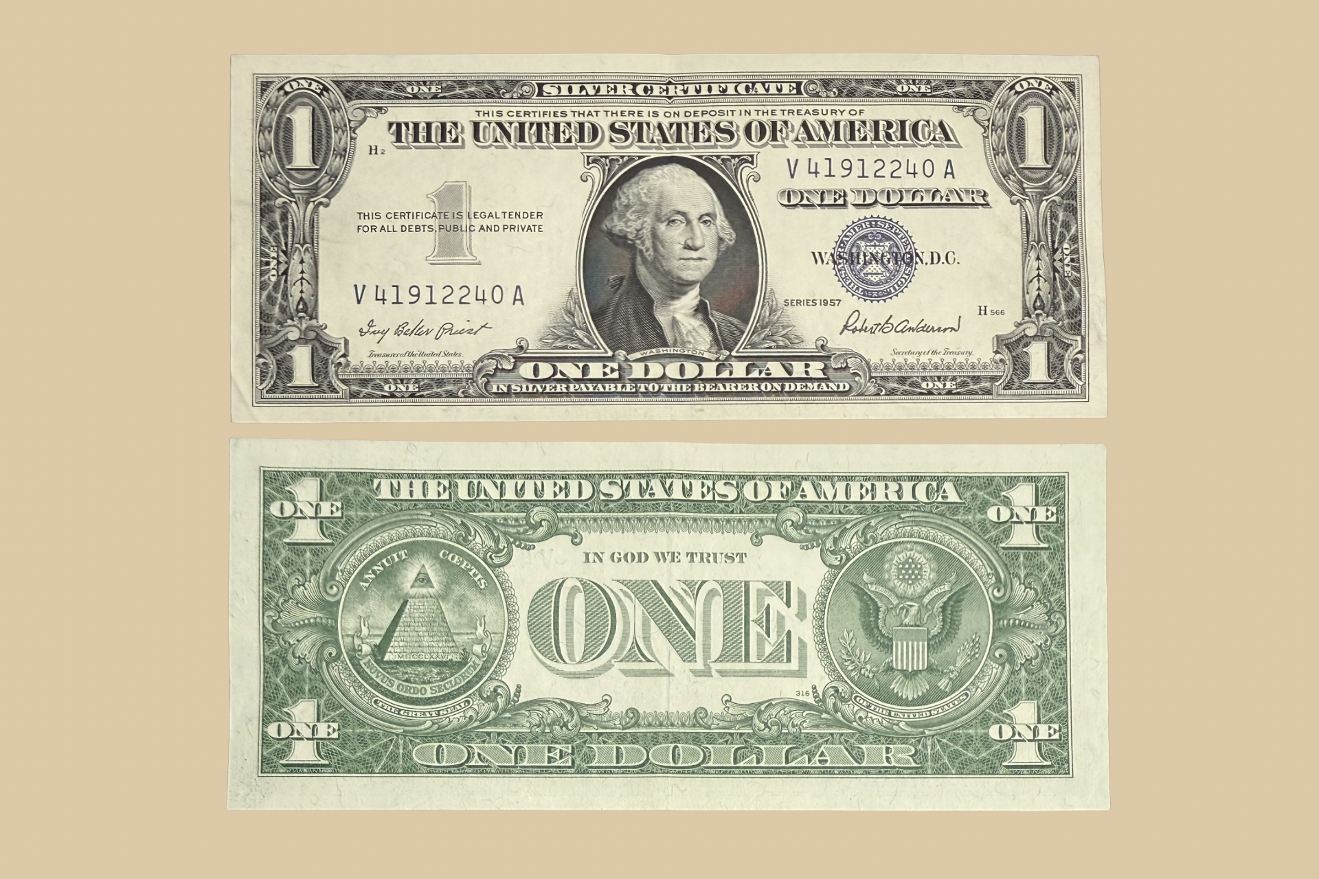 1957 United States $1 Silver Certificate front and back
