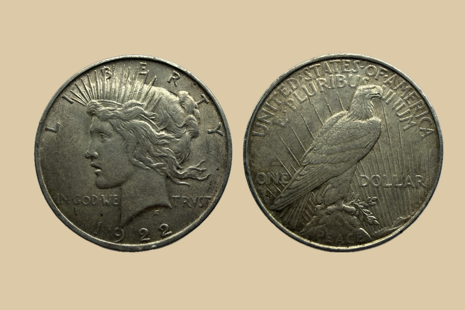 1922 D United States Peace dollar obverse and reverse