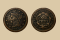 1845 United States Large Cent coin obverse and reverse