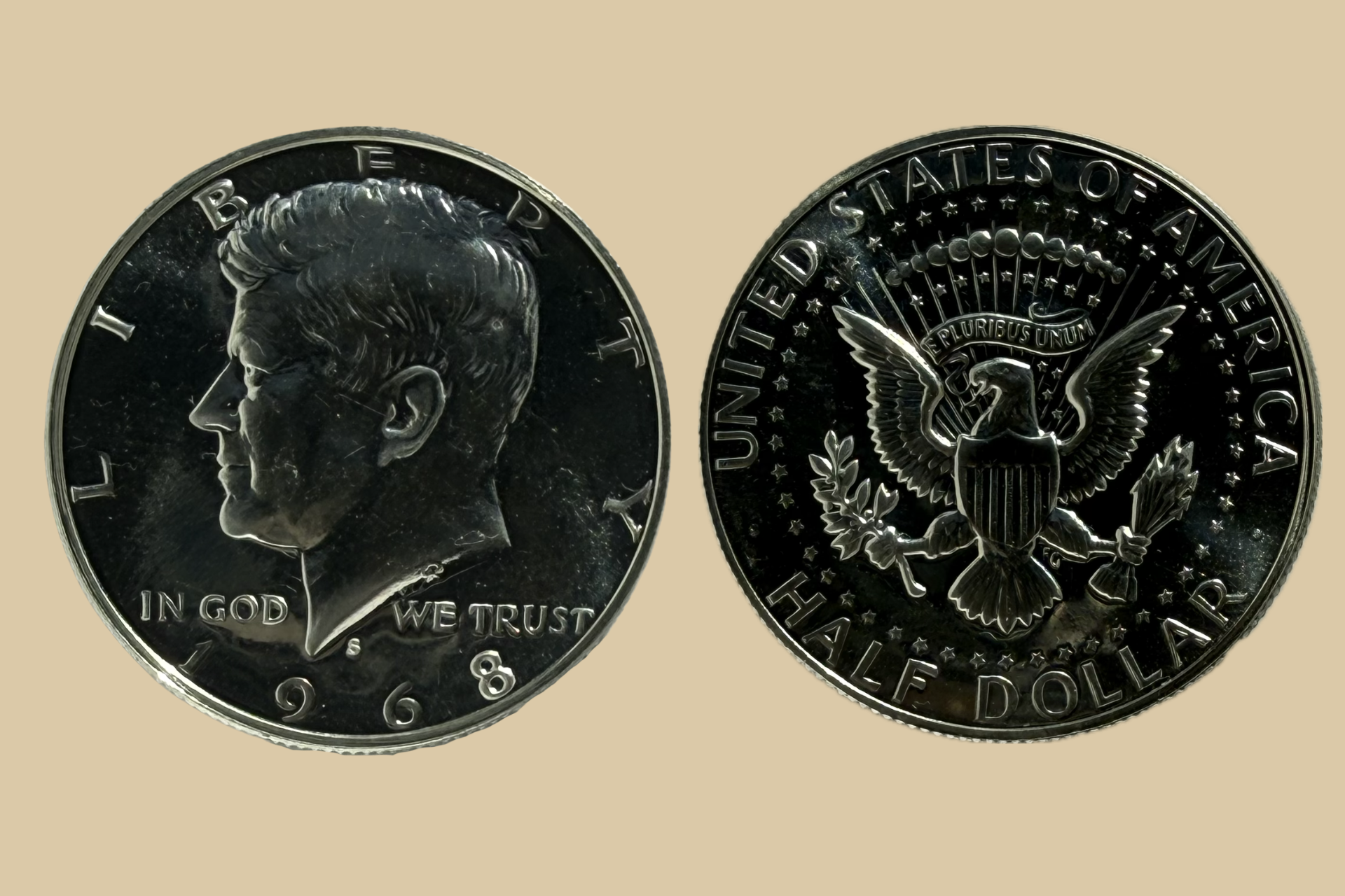 1968 San Francisco JFK Half Dollar silver obverse and reverse