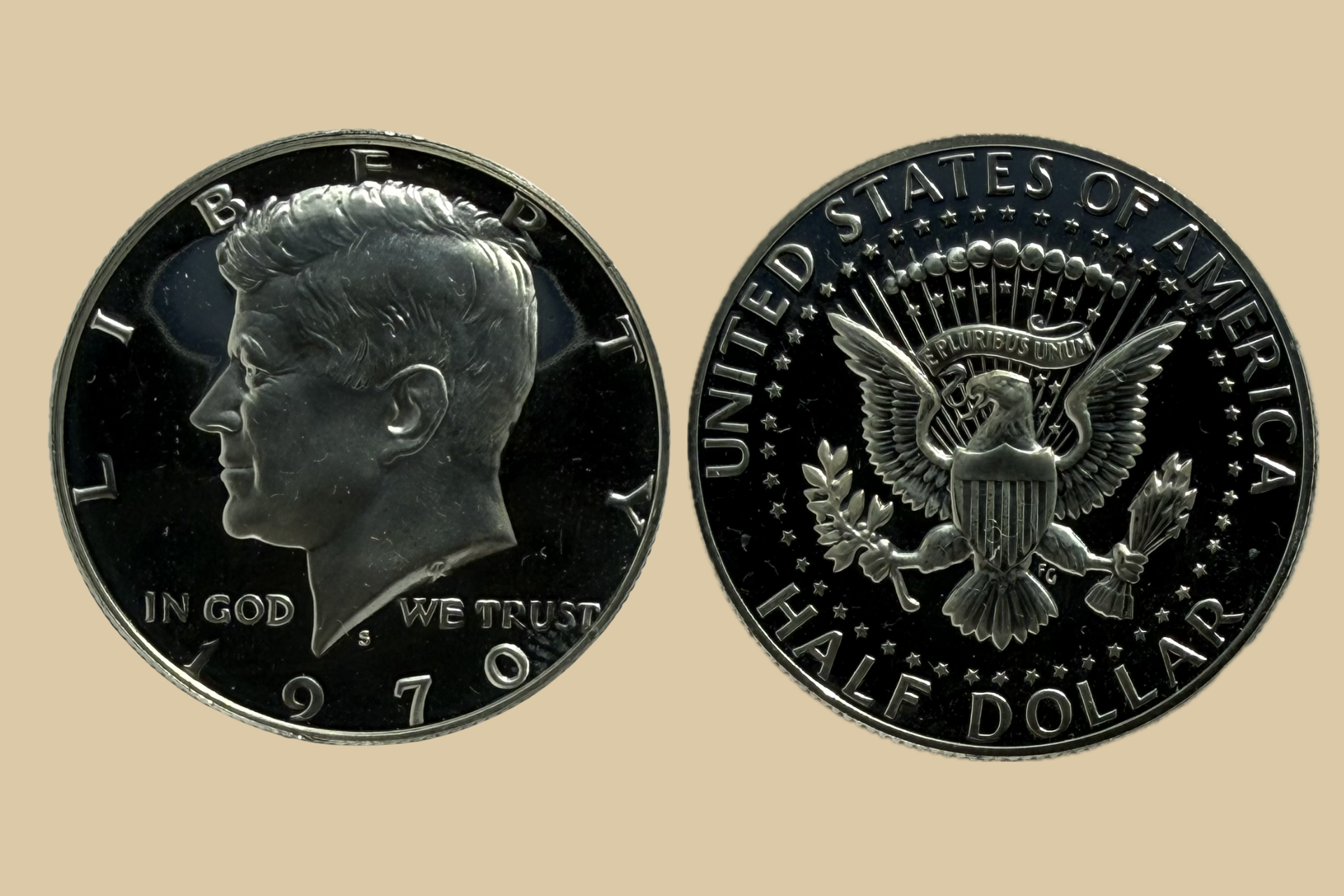 1970 San Francisco JFK Half Dollar silver obverse and reverse