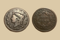 1838 United States Large Cent coin obverse and reverse