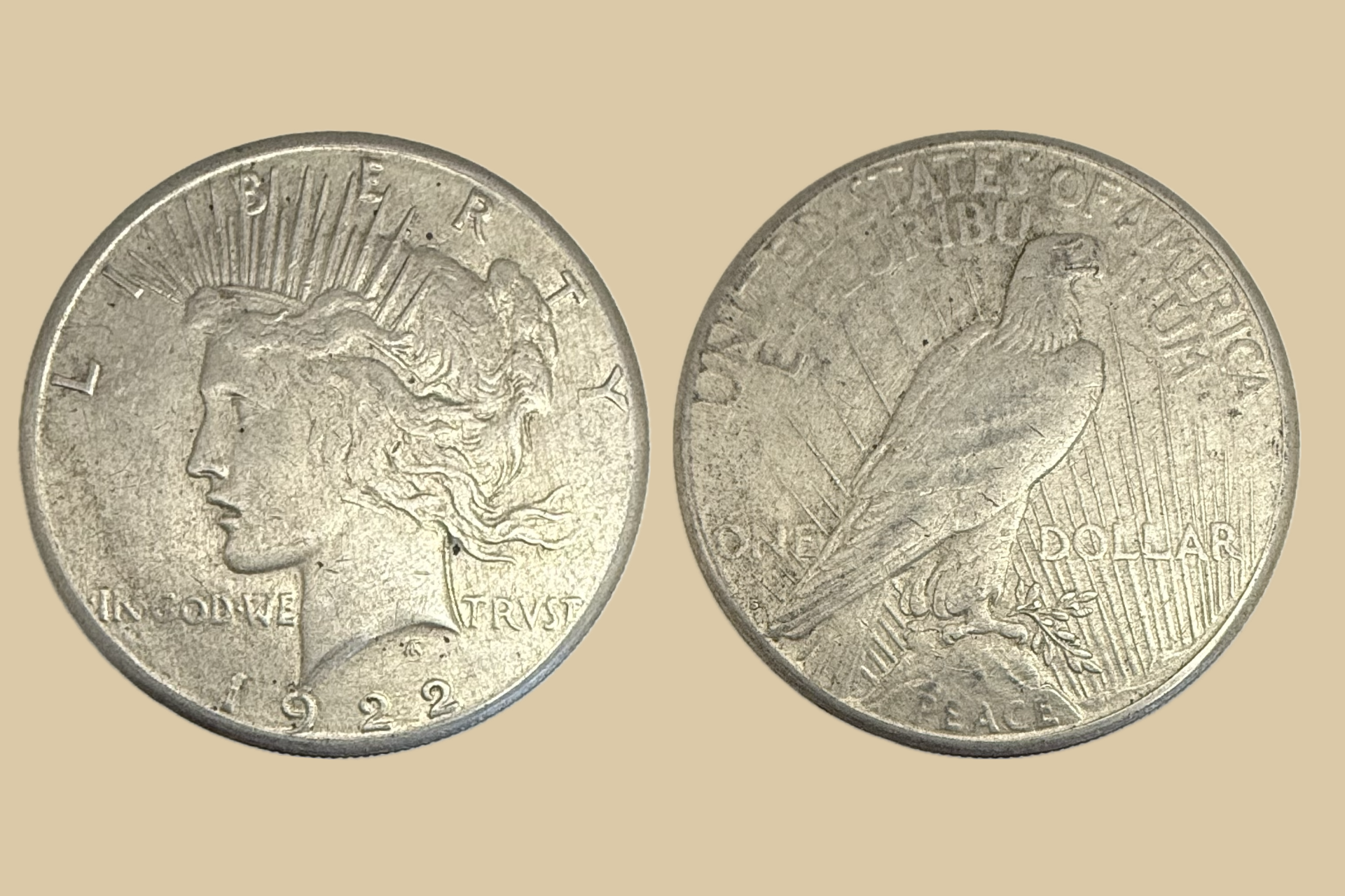 1922 S Peace Dollar silver coin obverse and reverse