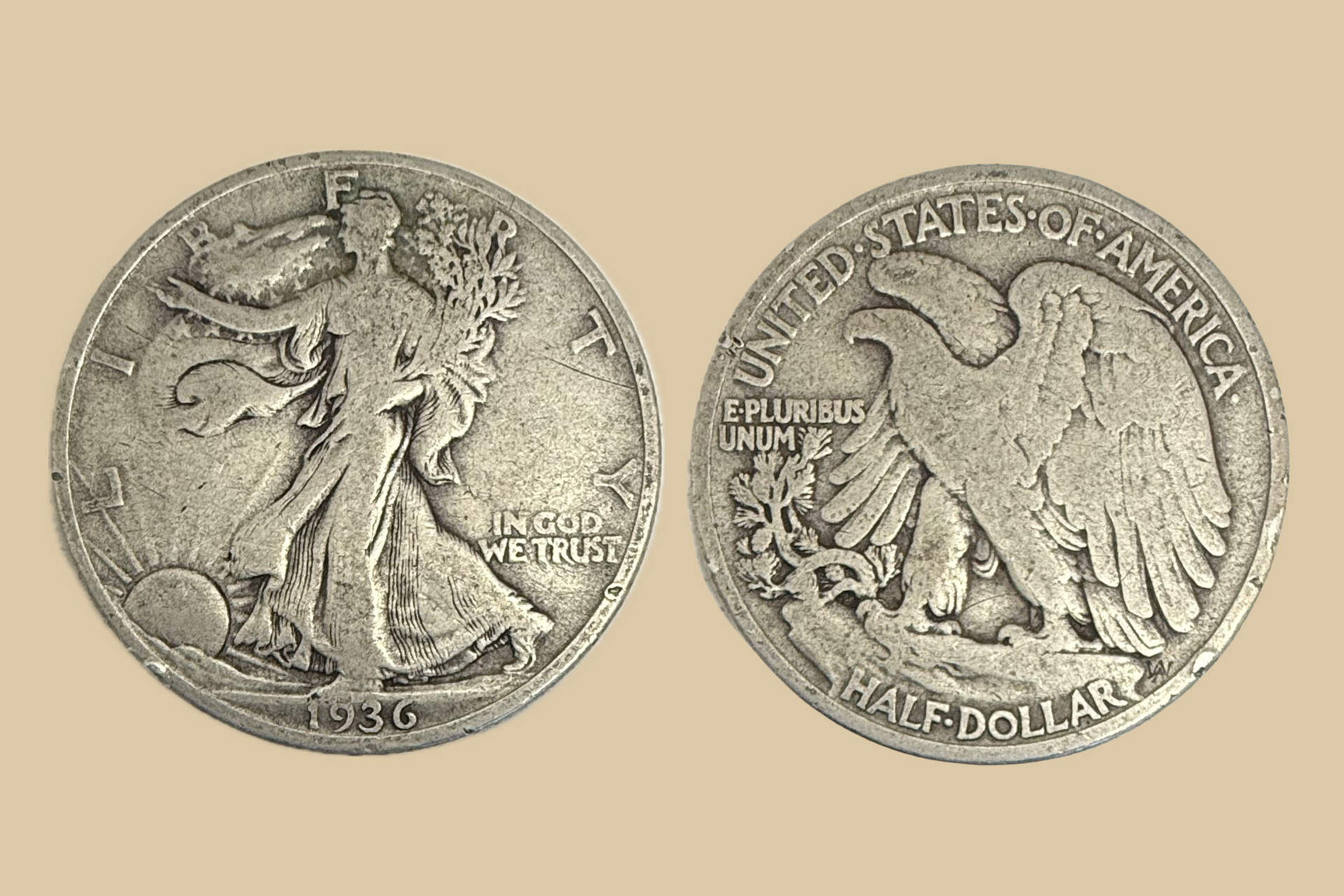 1936 Walking Liberty Half Dollar silver coin obverse and reverse