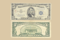 1953 A United States $5 Silver Certificate front and back