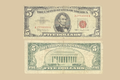 1963 United States $5 Note (Red Seal) front and back