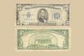 1934 A United States $5 Silver Certificate front and back