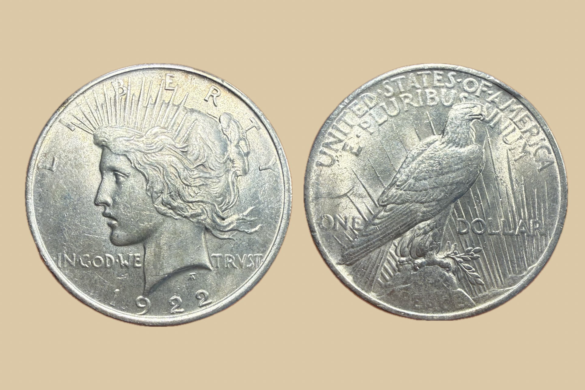 1922 United States Peace Dollar silver coin obverse and reverse