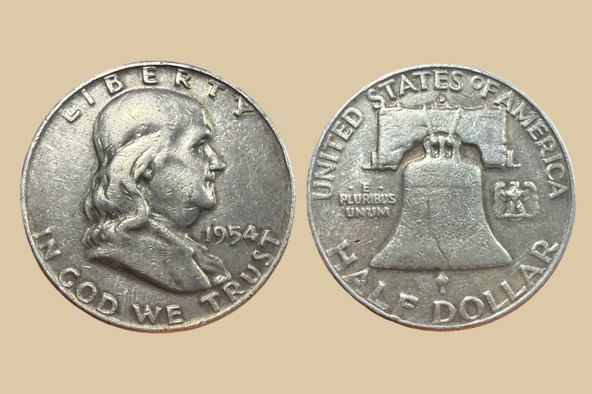 1954 D Franklin Half Dollar silver coin obverse and reverse