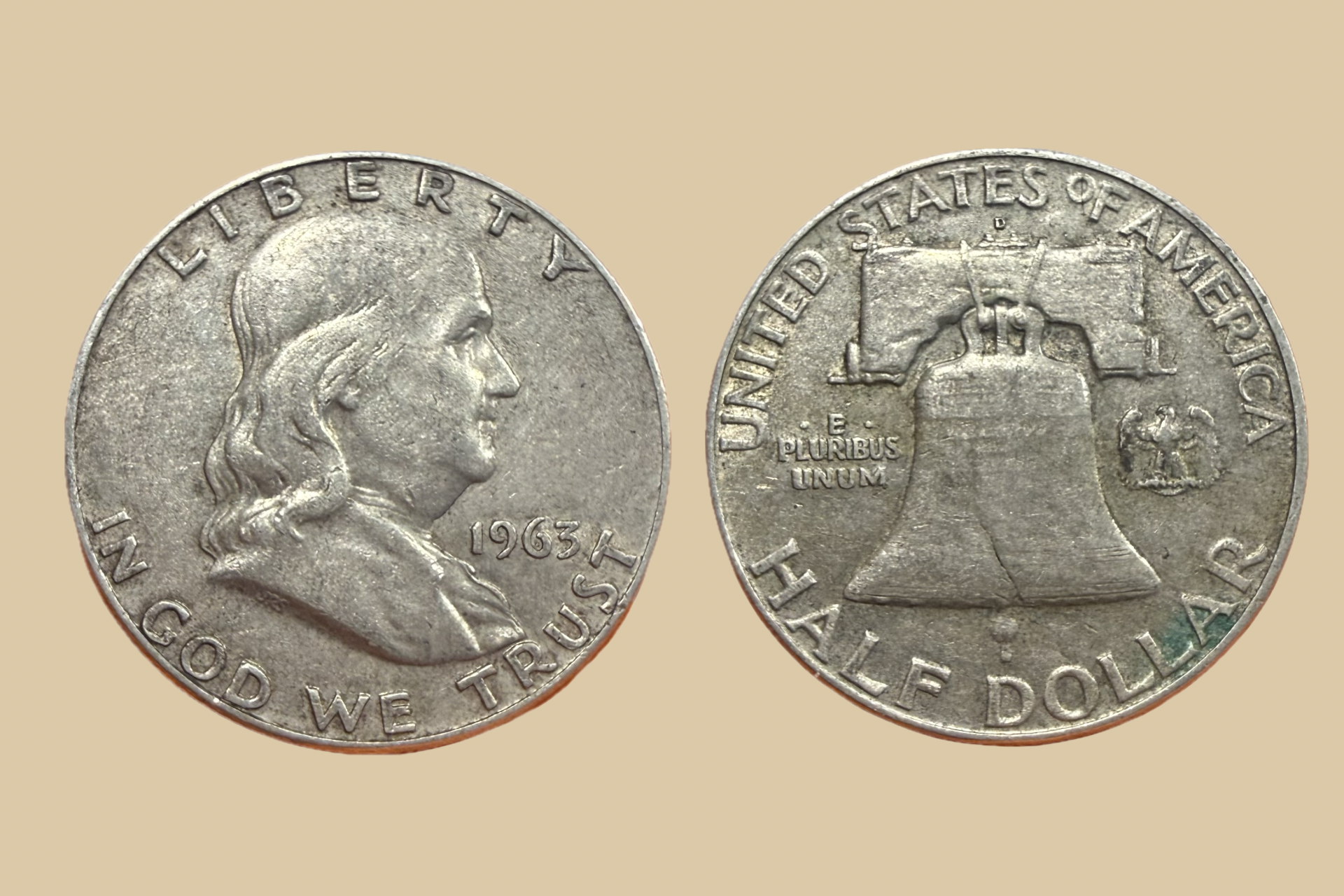 1963 D Franklin Half Dollar silver coin obverse and reverse