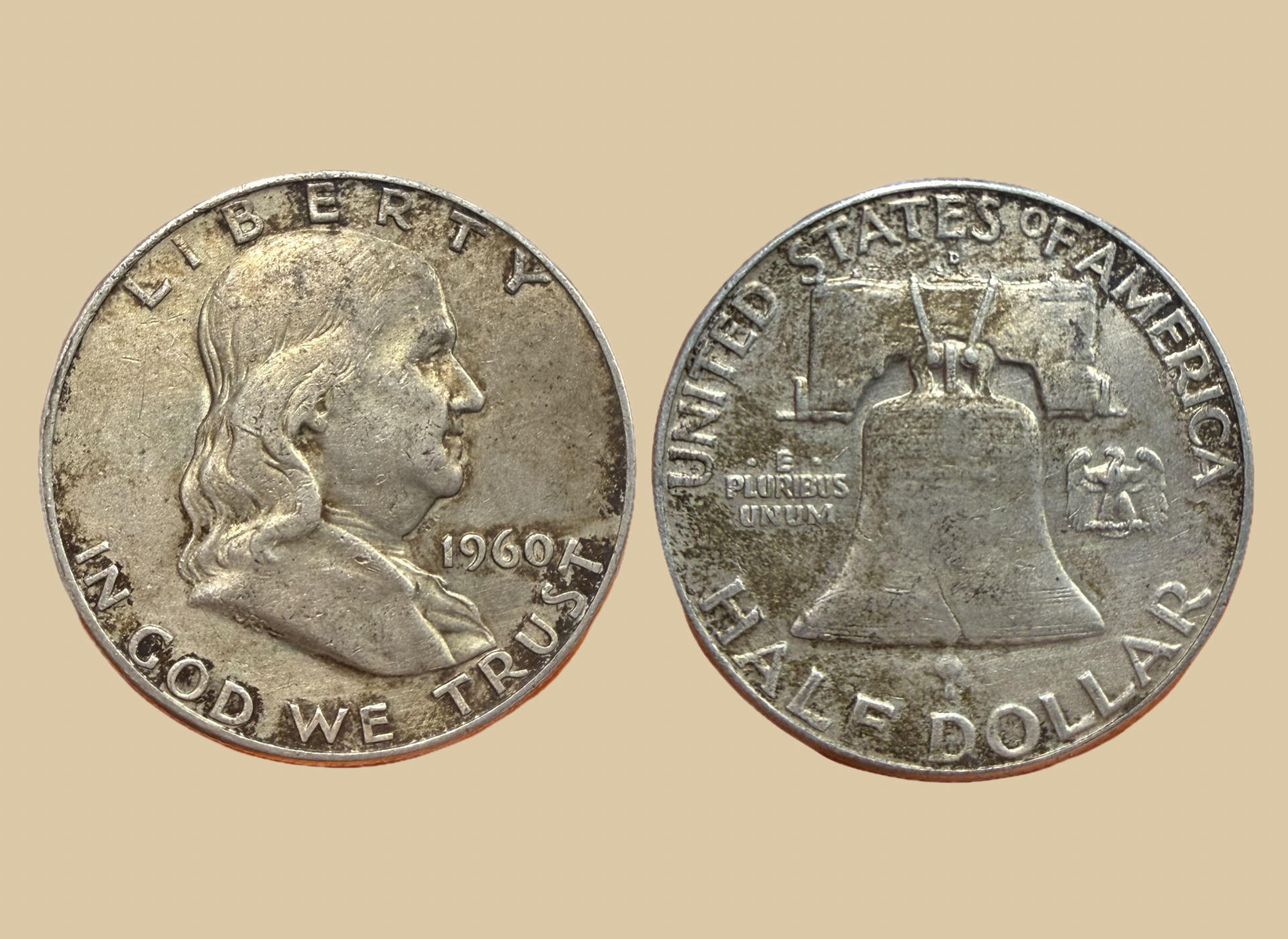 1960 D Franklin Half Dollar silver coin obverse and reverse