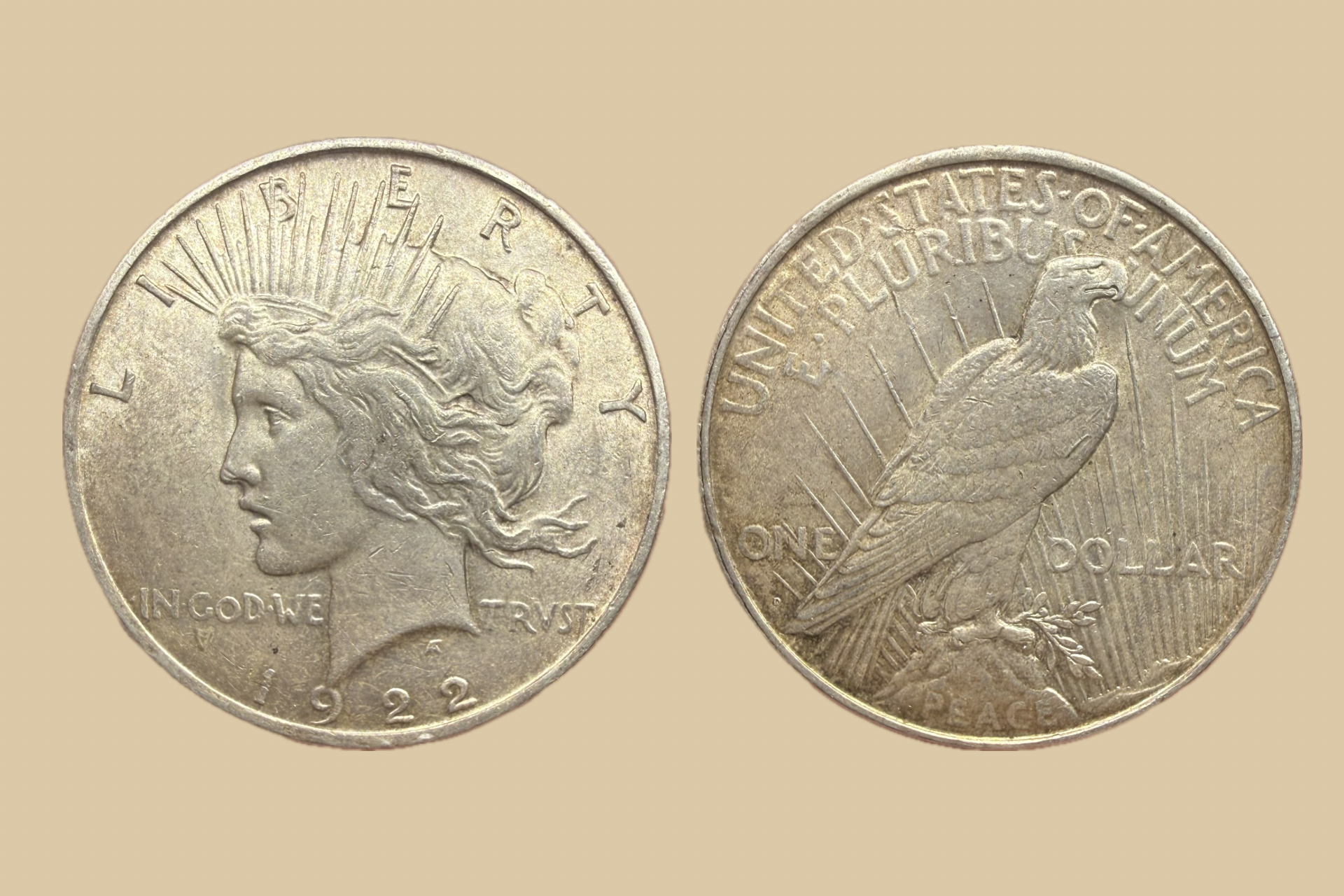 1922 D United States Peace dollar obverse and reverse