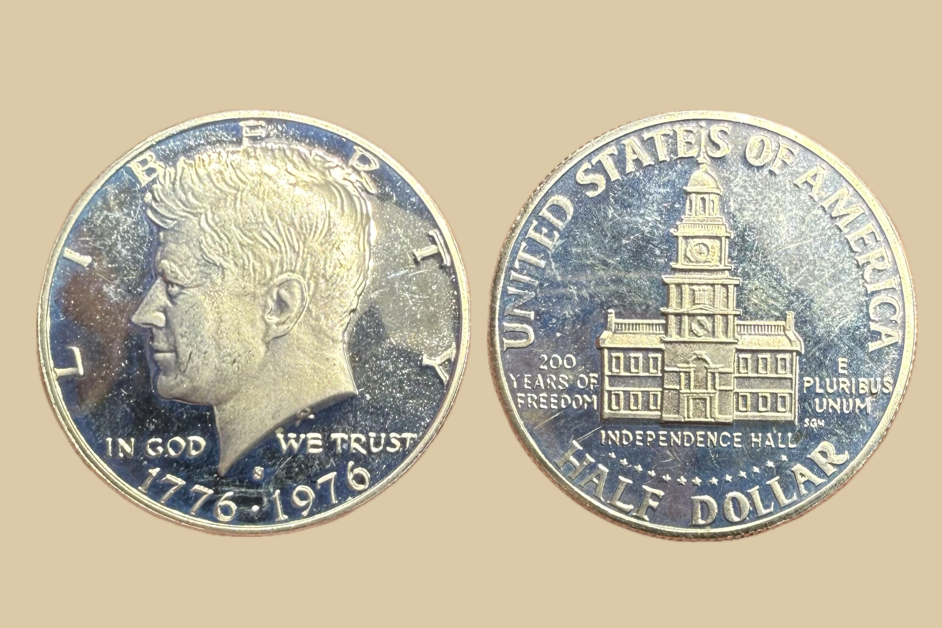 1976 S Bicentennial JFK Half Dollar obverse and reverse