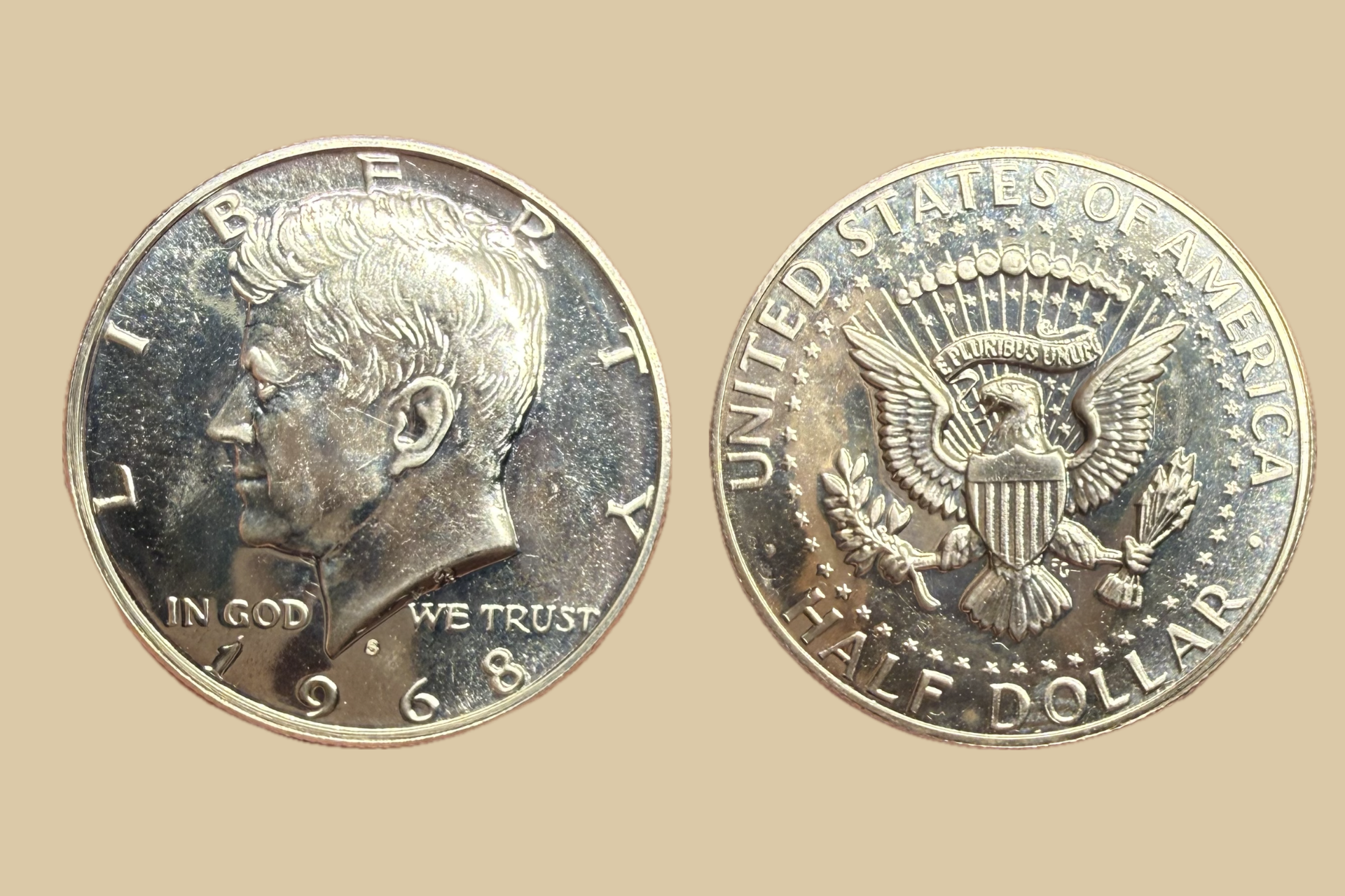 1968 San Francisco JFK Half Dollar silver obverse and reverse