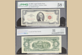 1963 United States $2 Note (Red Seal) | Graded PMG 58 EPQ (Choice About Unc) front and back
