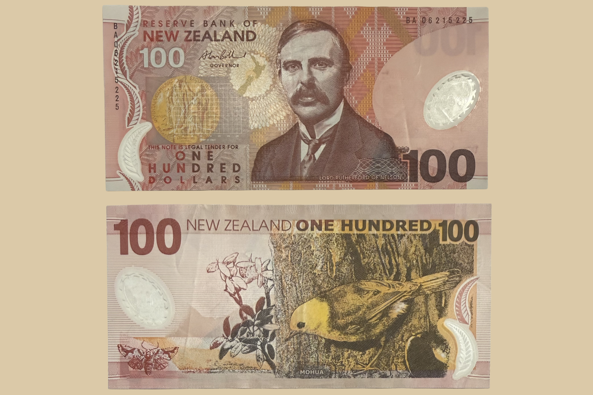 $100 New Zealand Polymer Banknote – Alan Bollard Signature Polymer Banknote – Alan Bollard Signature front and back