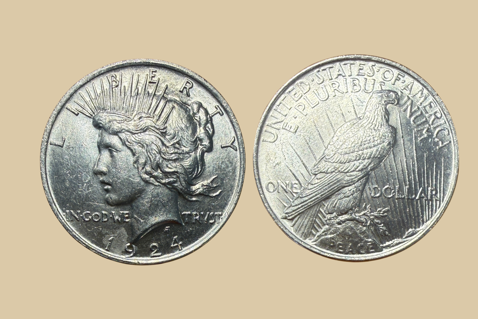 1924 United States Peace Dollar silver coin obverse and reverse