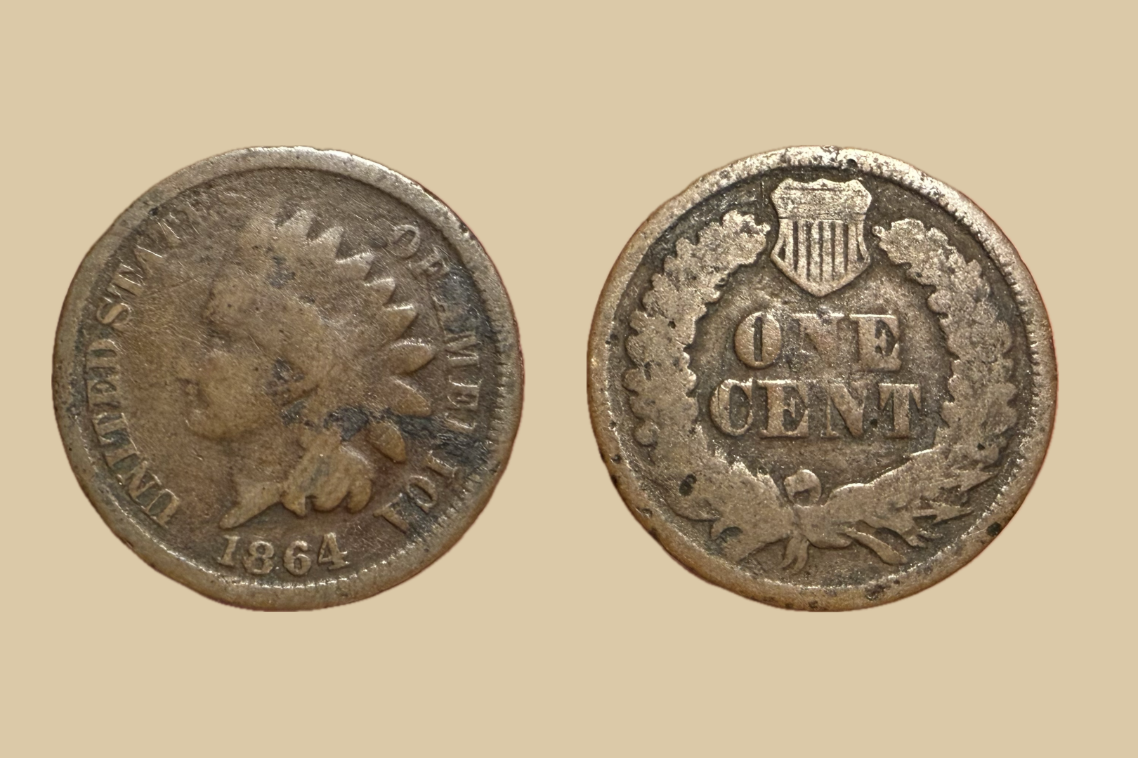 1864 USA Indian Head Cent coin obverse and reverse