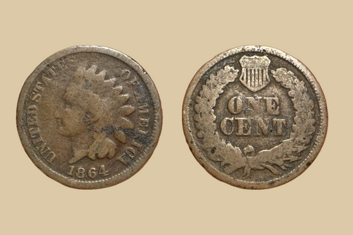 1864 USA Indian Head Cent coin obverse and reverse
