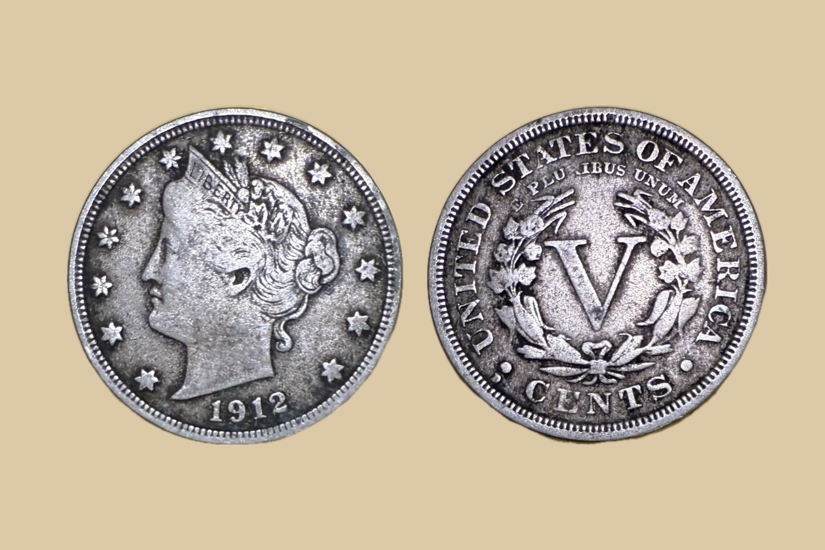 1912 D USA Liberty Head Nickel coin obverse and reverse