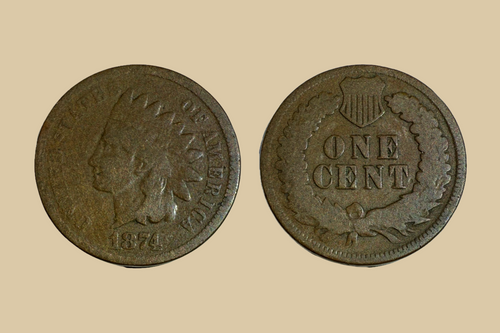 1874 USA Indian Head Cent coin obverse and reverse