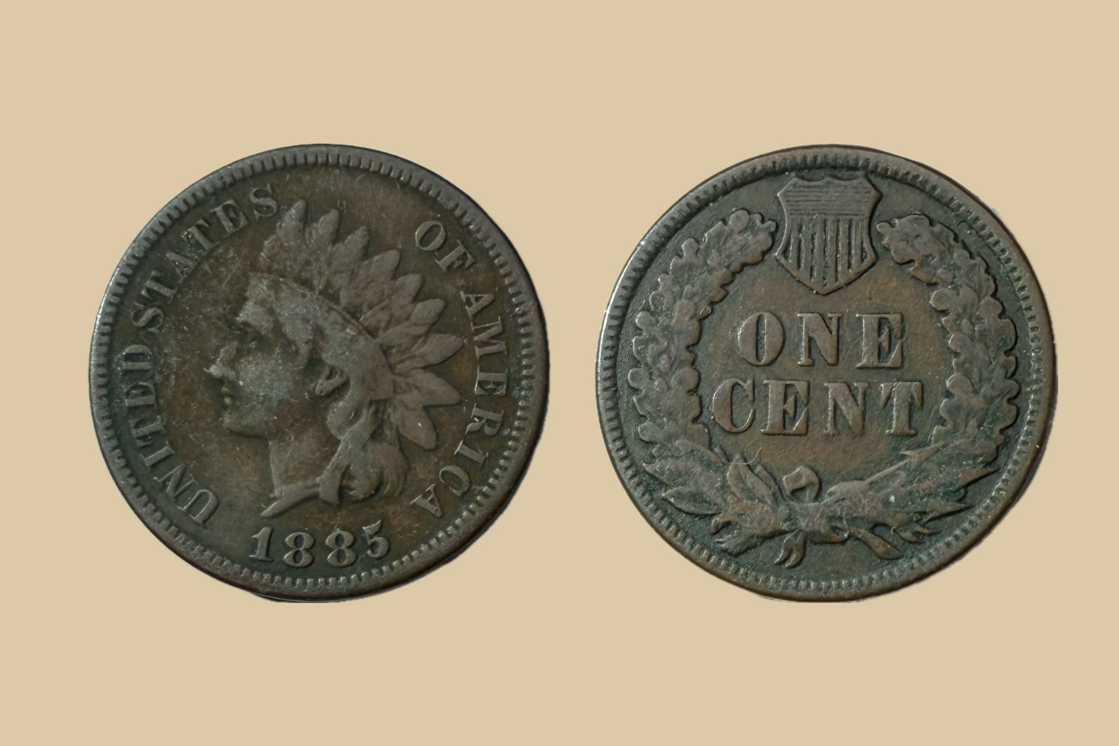 1885 USA Indian Head Cent coin obverse and reverse